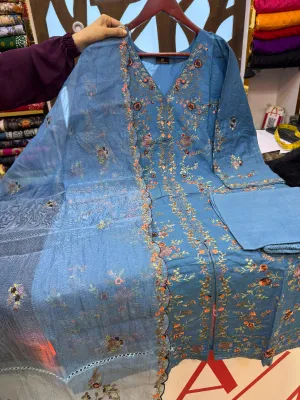 Embroidered Cotton Printed Dress – Ready to Wear